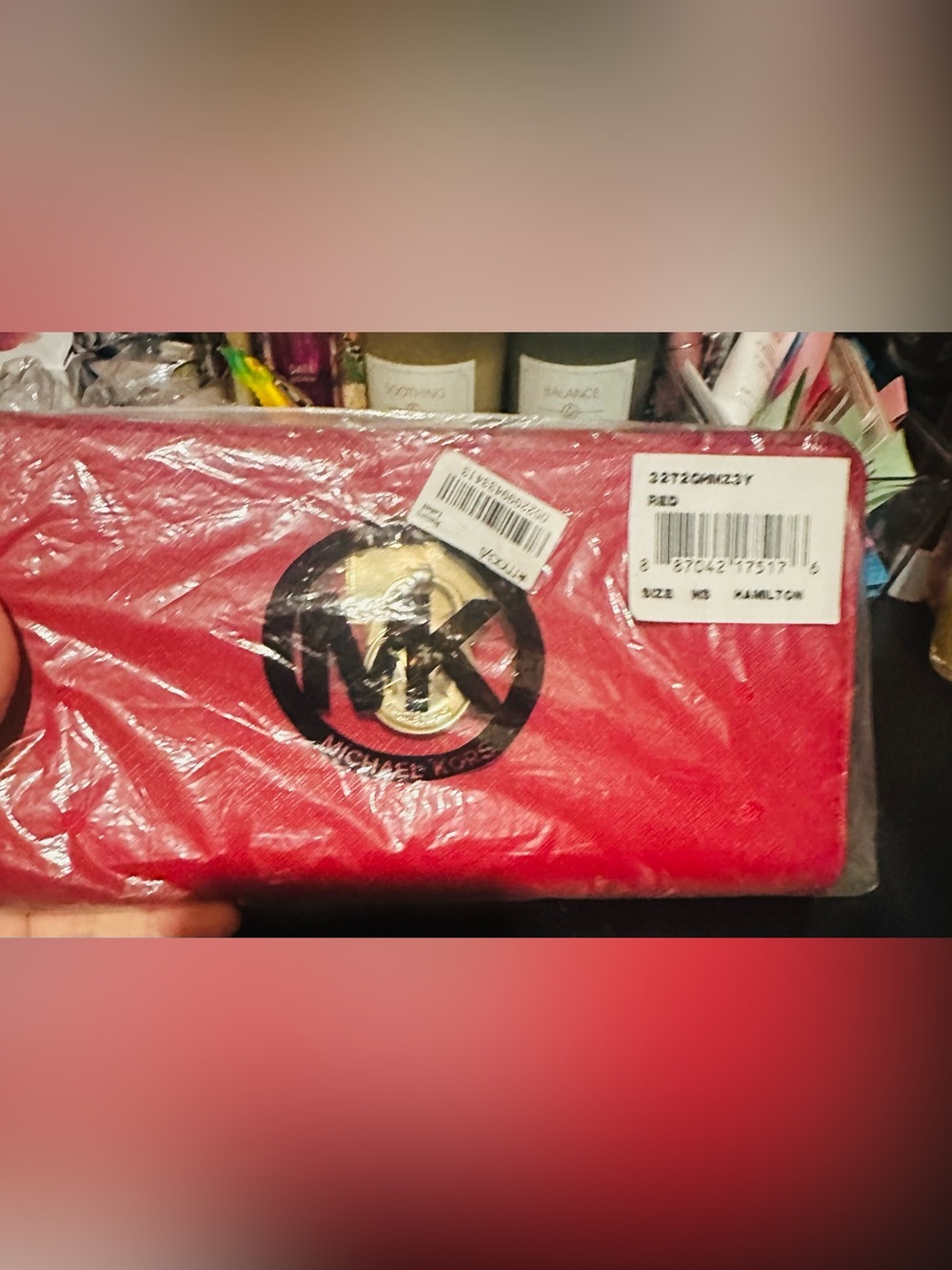 Michael Kors Red Wallet with Gold MK Logo